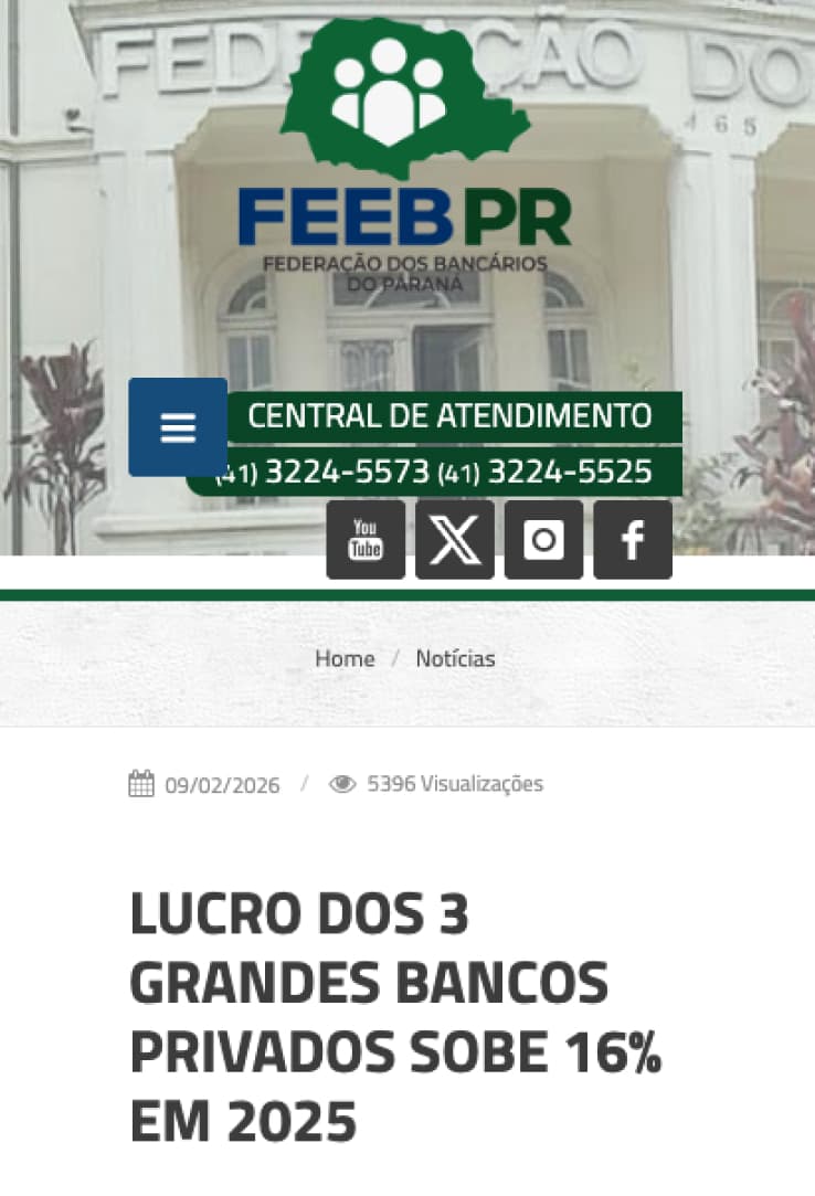 Bancários Feira — Itaú, Bradesco e Santander lucraram R$ 74,8 bi em 2024