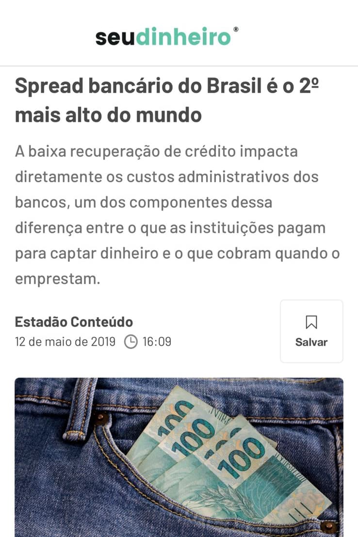 Seu Dinheiro — Spread bancário do Brasil é o 2º mais alto do mundo